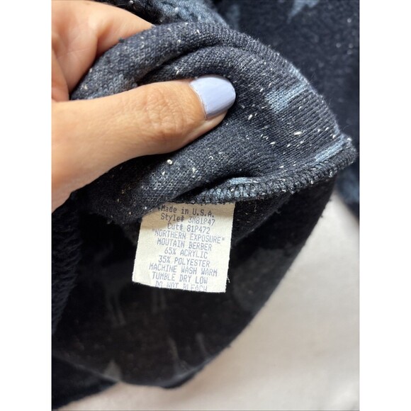 Vtg Fleece Shirt Jacket Oversized Button Up 80s 90s Mens XS Western Nature - Picture 3 of 4